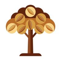 Aromatic tree illustration with leaves made of coffee beans creating a unique design vector