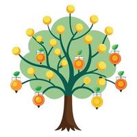 Creative tree design featuring light bulbs as fruit designed to convey themes of invention vector