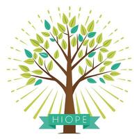 Radiant tree illustration with light rays as leaves creating a bright and energetic design vector