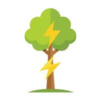 Striking tree artwork with a lightning bolt shaped trunk symbolizing electrical power and energy vector
