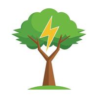 Electrifying tree illustration with a lightning bolt shaped trunk representing power vector