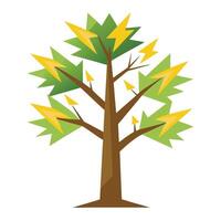 Forceful tree illustration with lightning bolts as leaves representing power and electrical energy vector