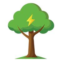 Powerful tree design featuring a lightning bolt shaped trunk conveying themes of energy and force vector
