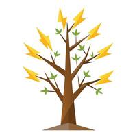 Powerful tree illustration with lightning bolts as leaves representing energy and force vector