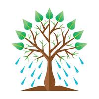 Striking tree artwork with lightning branches and water drop roots symbolizing electrical energy and life source vector
