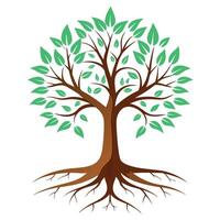 Electric tree illustration with lightning branches and water drop roots representing energy flow vector