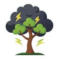 Thunderous tree illustration with lightning storm leaves representing a powerful and electrifying atmosphere vector