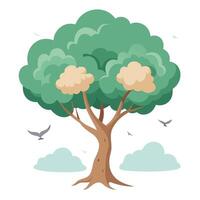 Serene tree artwork with lush clouds forming the canopy symbolizing peace and tranquility vector