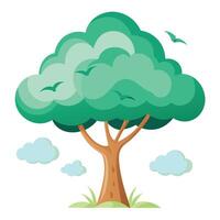 Dreamy tree illustration with lush clouds as the canopy creating a whimsical and airy design vector