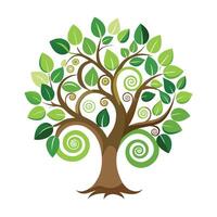 Dynamic tree artwork with lush vine spiral leaves symbolizing natural growth and swirling patterns vector