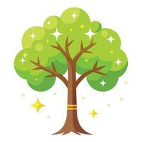 Bewitching tree illustration showcasing a magic wand seamlessly integrated as the trunk vector