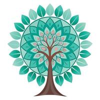Detailed tree illustration featuring a mandala style circular canopy with elegant designs vector