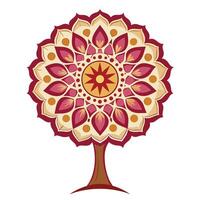 Artistic tree graphic with a circular canopy inspired by the beauty of mandalas vector