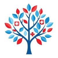 Abstract tree design with medical cross symbols forming the foliage and branches vector