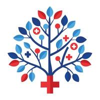 Unique tree graphic showcasing medical cross symbols as its distinctive leaf elements vector