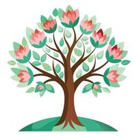Harmonious tree design with stylized lotus petals as leaves promoting relaxation and balance vector