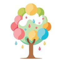 Creative tree artwork with imaginative melting ice cream shapes serving as the leaves vector