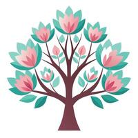 Serene tree artwork featuring elegant lotus flowers as its unique leaf formations vector