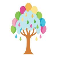 Whimsical tree illustration with melting ice cream cones forming the unique leaves vector