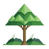 Impressive tree artwork featuring a canopy creatively integrated with a grand mountain vista vector