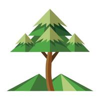 Unique tree design where the canopy smoothly transitions into a picturesque mountain backdrop vector