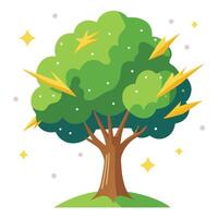 Cosmic tree illustration with a dazzling meteor shower forming its unique leaves vector