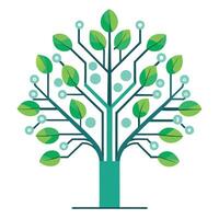 Futuristic tree design with stylized microchips composing the detailed leaf elements vector