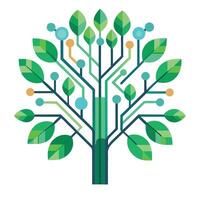 Digital age tree artwork featuring intricate microchip patterns in the form of leaves vector