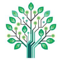 Technological tree illustration with microchips forming the intricate leaf patterns vector