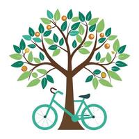 Creative tree design with stylized miniature bicycle wheels composing the leaf elements vector