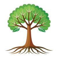 Clean tree artwork with minimal roots in a modern flat style vector