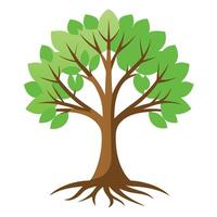 Simple tree illustration with minimal roots in a flat design style vector