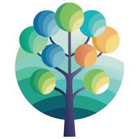 Stylish tree design with minimalist circle elements forming the distinctive leaf shapes vector