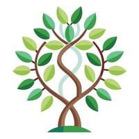 Genetic tree graphic showcasing simple dna helix patterns as its contemporary foliage vector