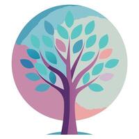 Simple tree illustration with minimalist circular shapes forming the clean and modern leaves vector