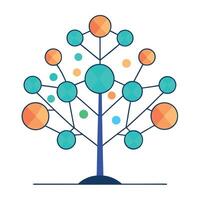Abstract tree illustration with dot-connected leaves representing a minimalist network concept vector