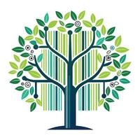 Stylish tree design with minimalist barcode elements forming the distinctive leaf shapes vector