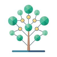 Simple tree design with dot-connected leaves creating a minimalist network illustration vector