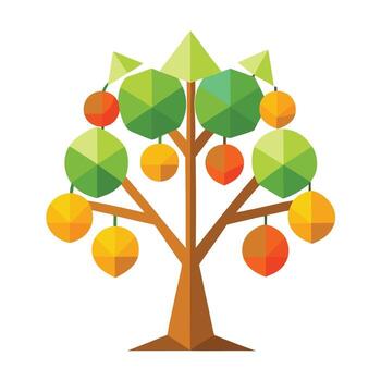 Clean tree design with minimalist fruits in a simple flat design vector