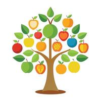 Simple tree illustration with minimalist fruit icons designed for a clean look vector