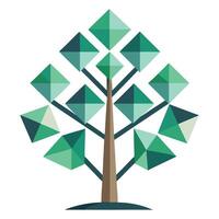 Abstract tree artwork with minimalist geometric leaves designed in a modern style vector