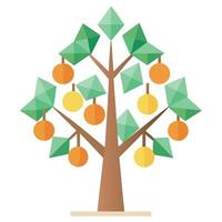 Modern tree artwork with minimalist fruits designed for a clean flat style vector