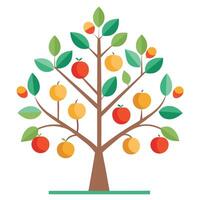 Minimalist tree illustration with simple fruits designed in a flat style vector