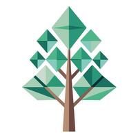 Simple tree illustration with minimalist geometric leaves for a modern and clean design vector