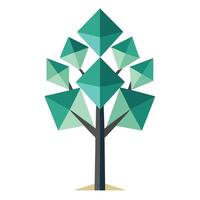 Minimalist tree illustration with geometric shaped leaves in a modern design vector