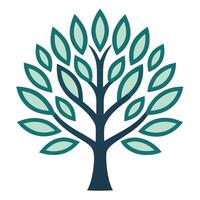 Minimalist tree illustration with a hollow leaf pattern created in a simple style vector