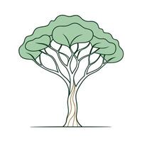 Modern tree artwork in a minimalist one-line art style design vector