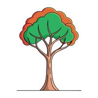 Clean tree design in a minimalist one-line art style illustration vector