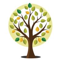 Celestial tree artwork with a unique canopy composed of the various moon phases vector
