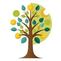 Mystical tree graphic featuring the sequence of moon phases forming its distinctive canopy vector